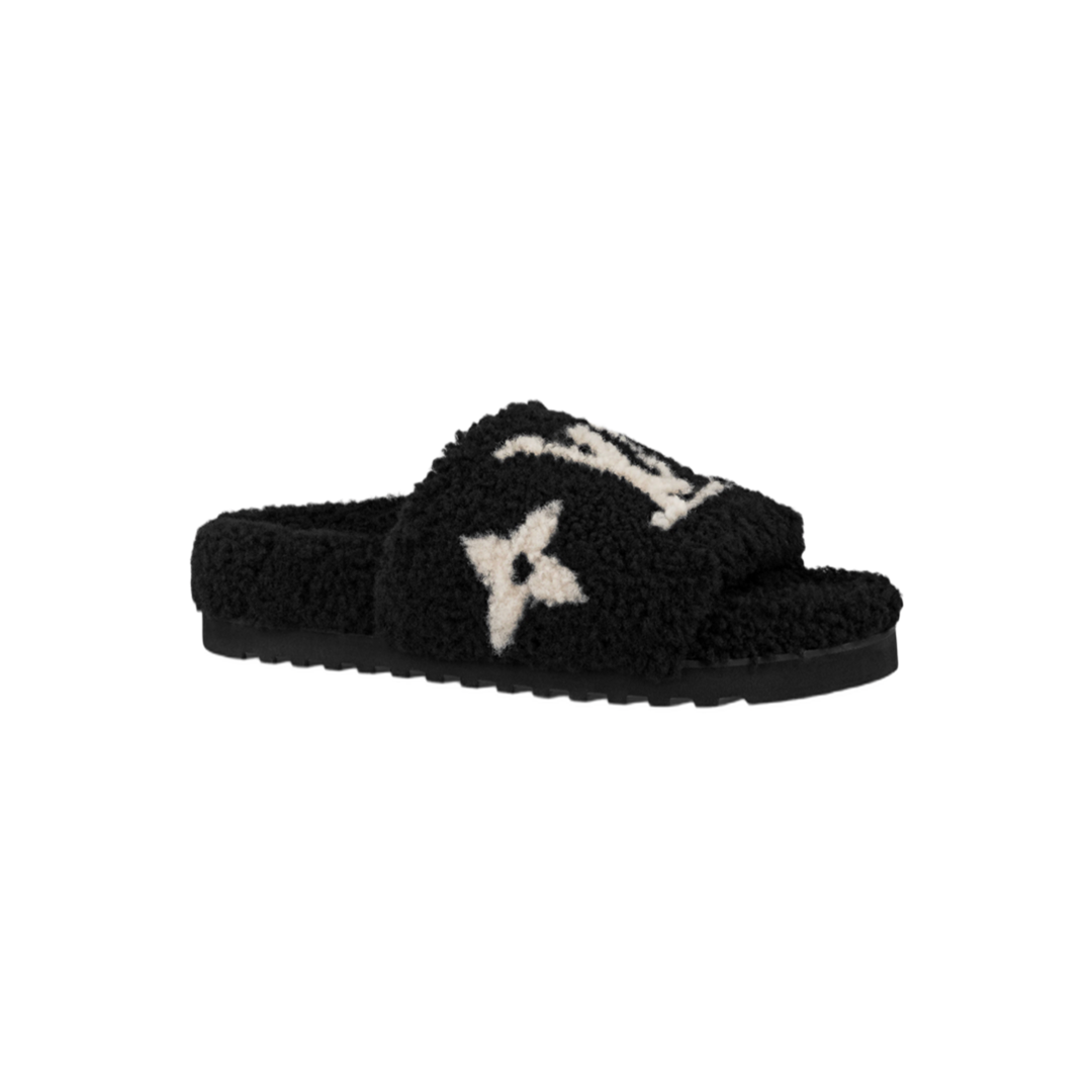 L-V FLUFFY BLCK SLIPPER image 0