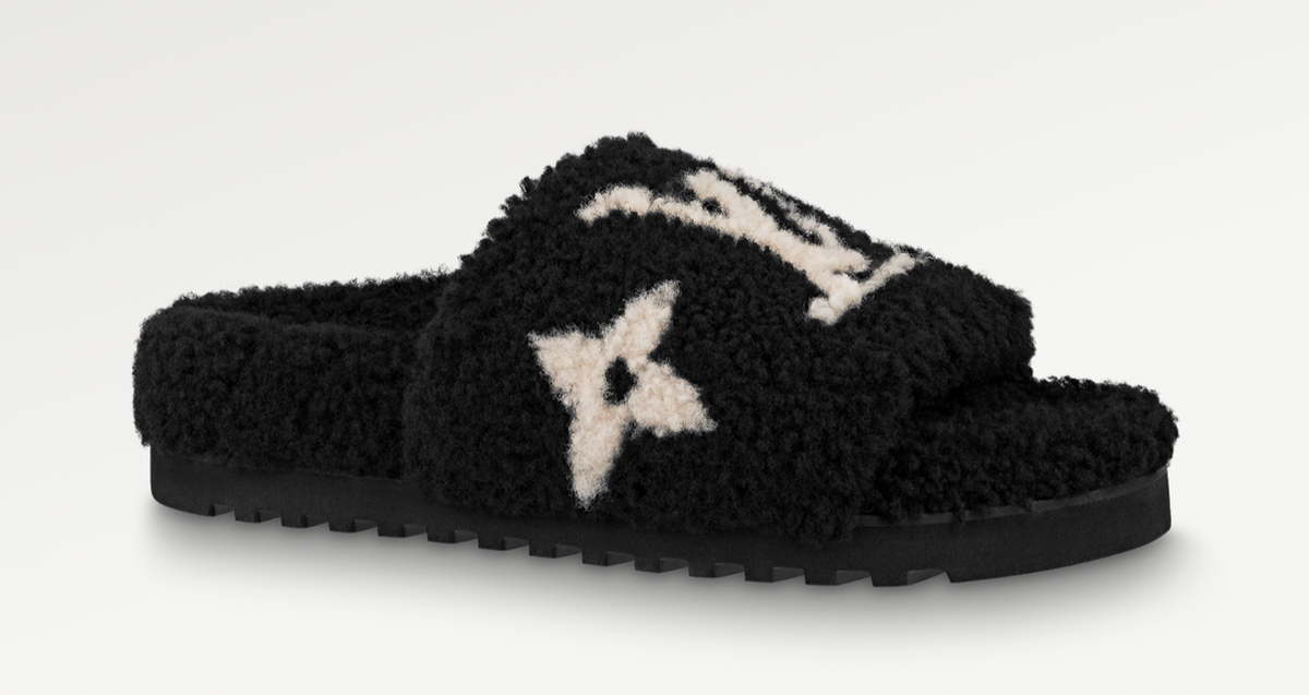 L-V FLUFFY BLCK SLIPPER image 1