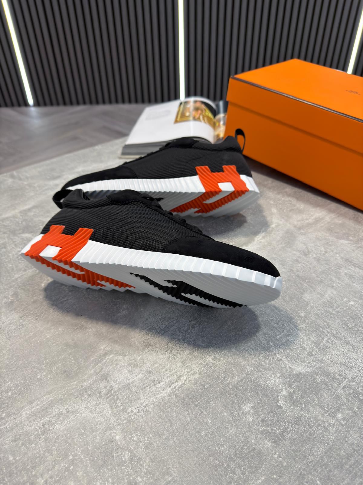 Hermes Trainers Black & Orange image 1