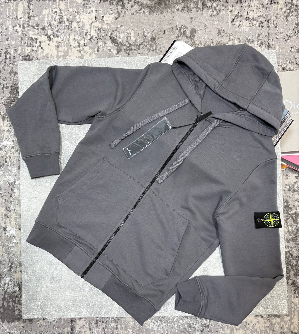 Stone Zip Ups Hoodie Dark Grey image 0
