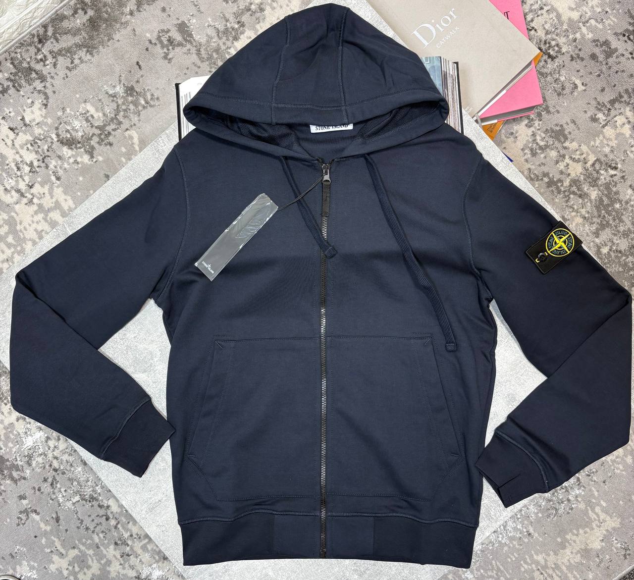 Stone Zip Ups Hoodie Dark Blue image 0