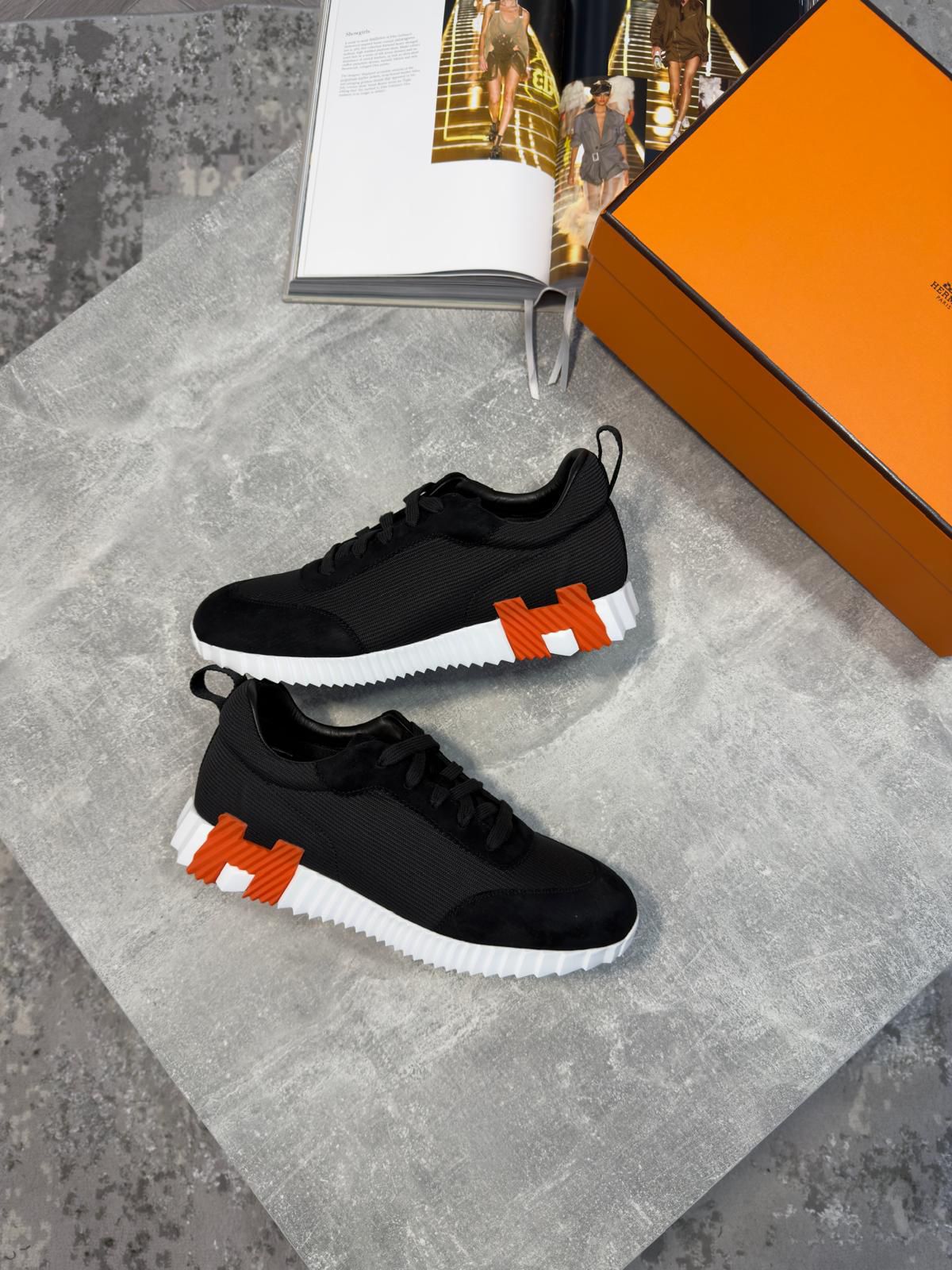 Hermes Trainers Black &amp; Orange image 0