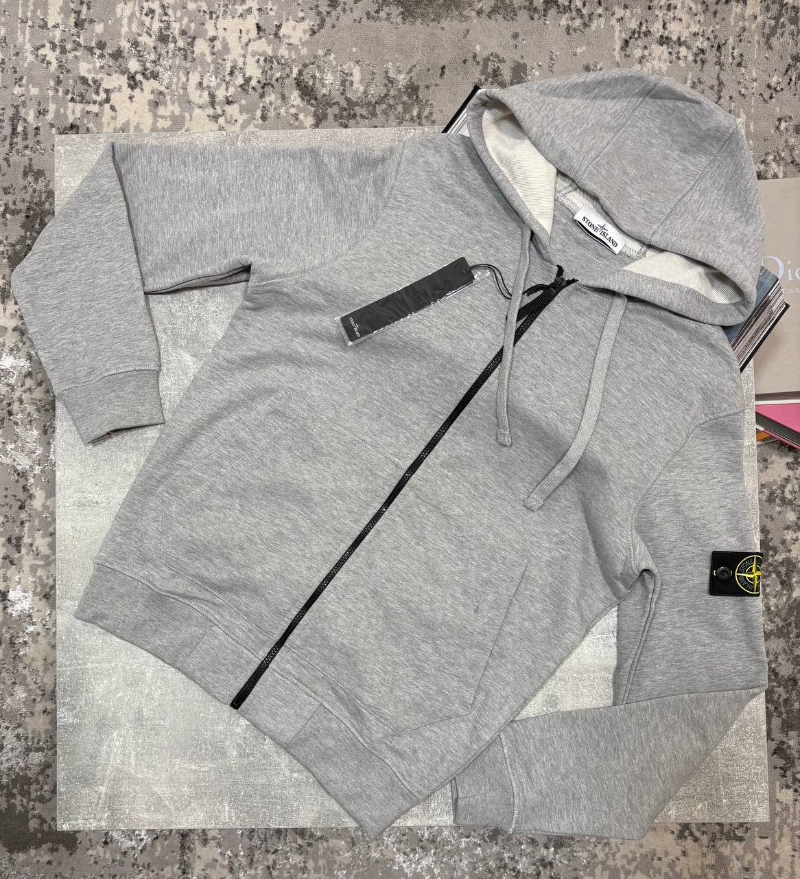 Stone Zip Ups Hoodie Grey image 0