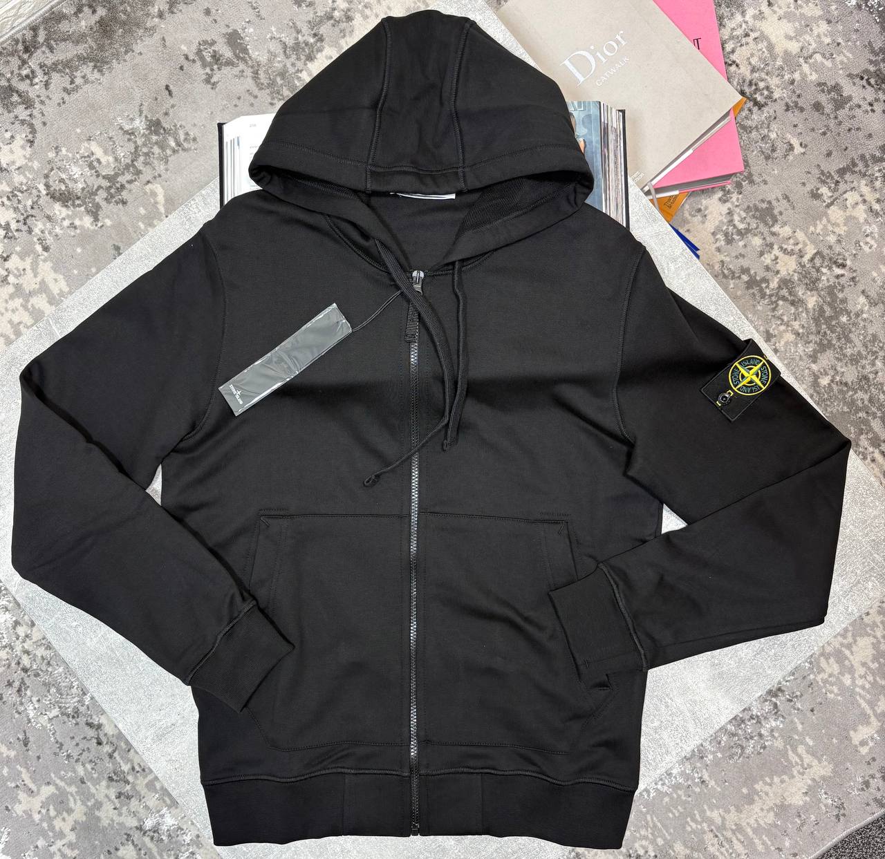 Stone Zip Ups Hoodie Black image 0