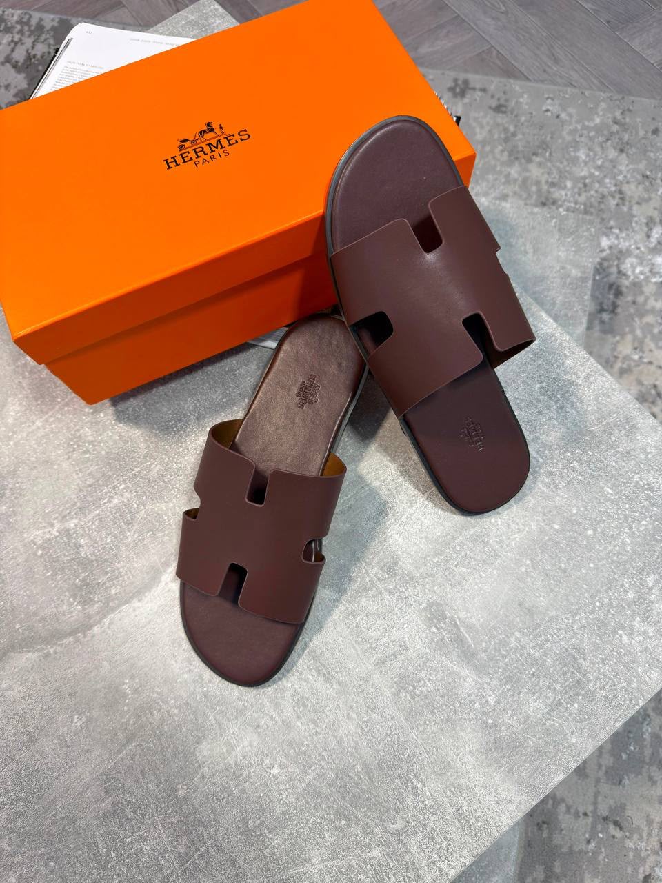 Hermes Sliders Brown Herm