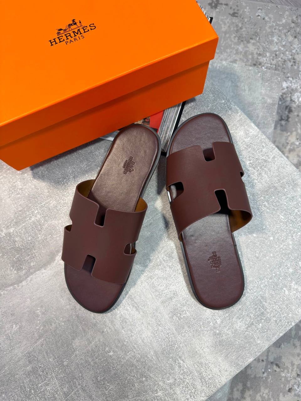 Hermes Sliders Brown Herm
