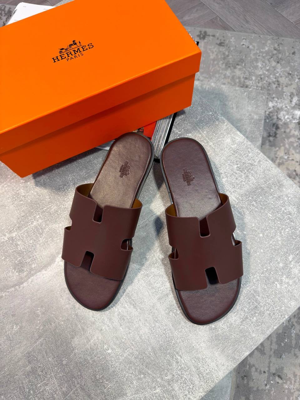 Hermes Sliders Brown Herm
