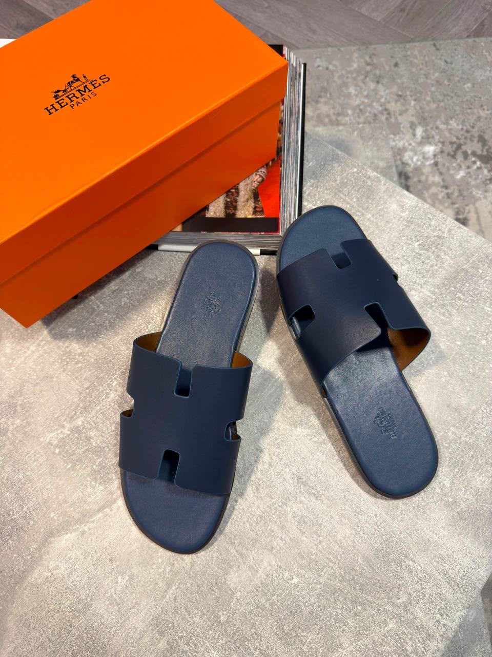 Hermes Sliders Blue Herm