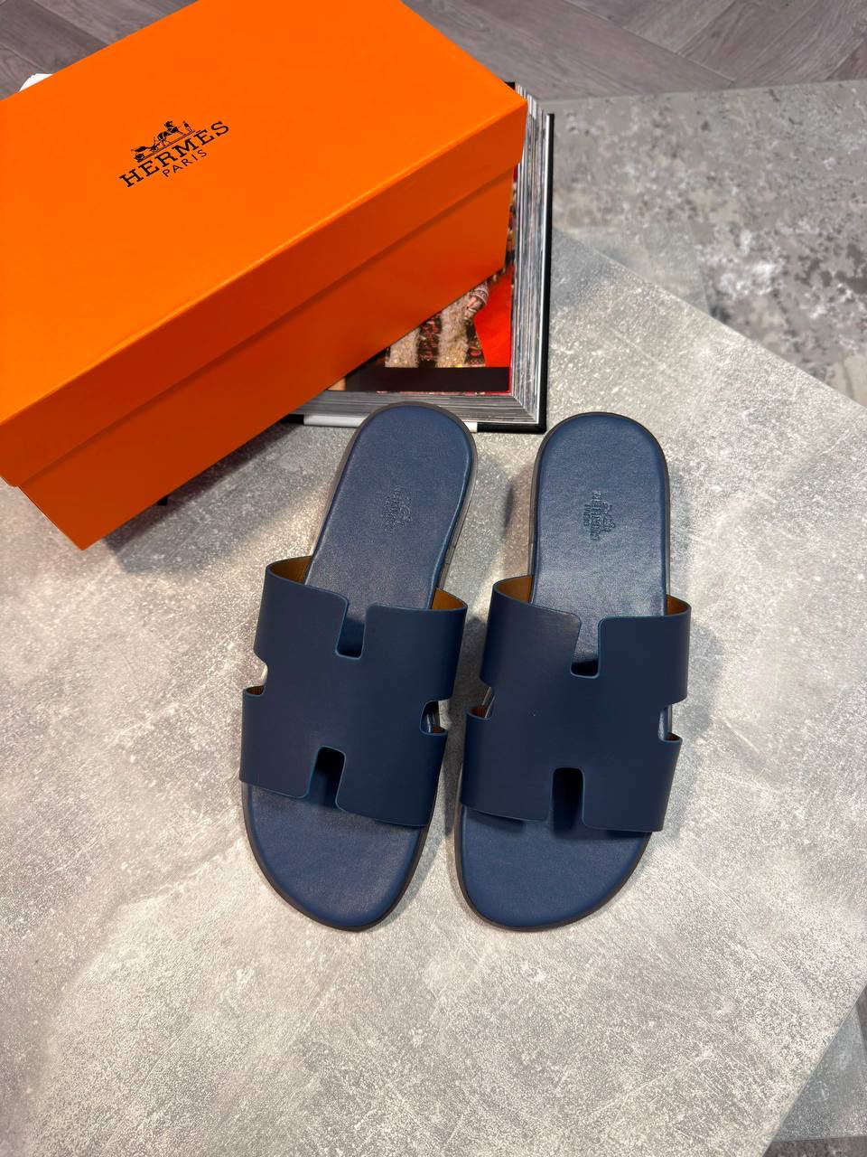 Hermes Sliders Blue Herm