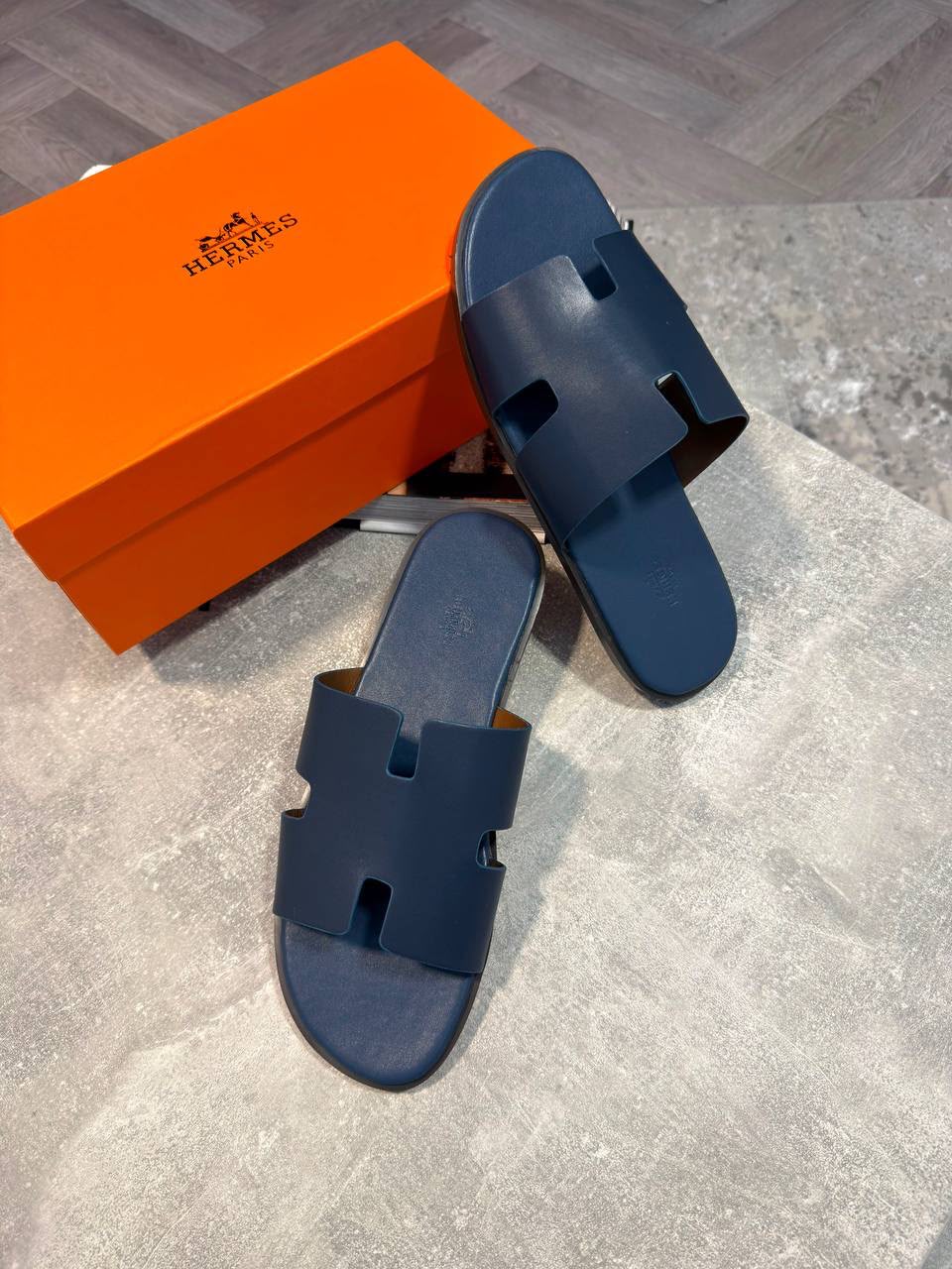 Hermes Sliders Blue Herm