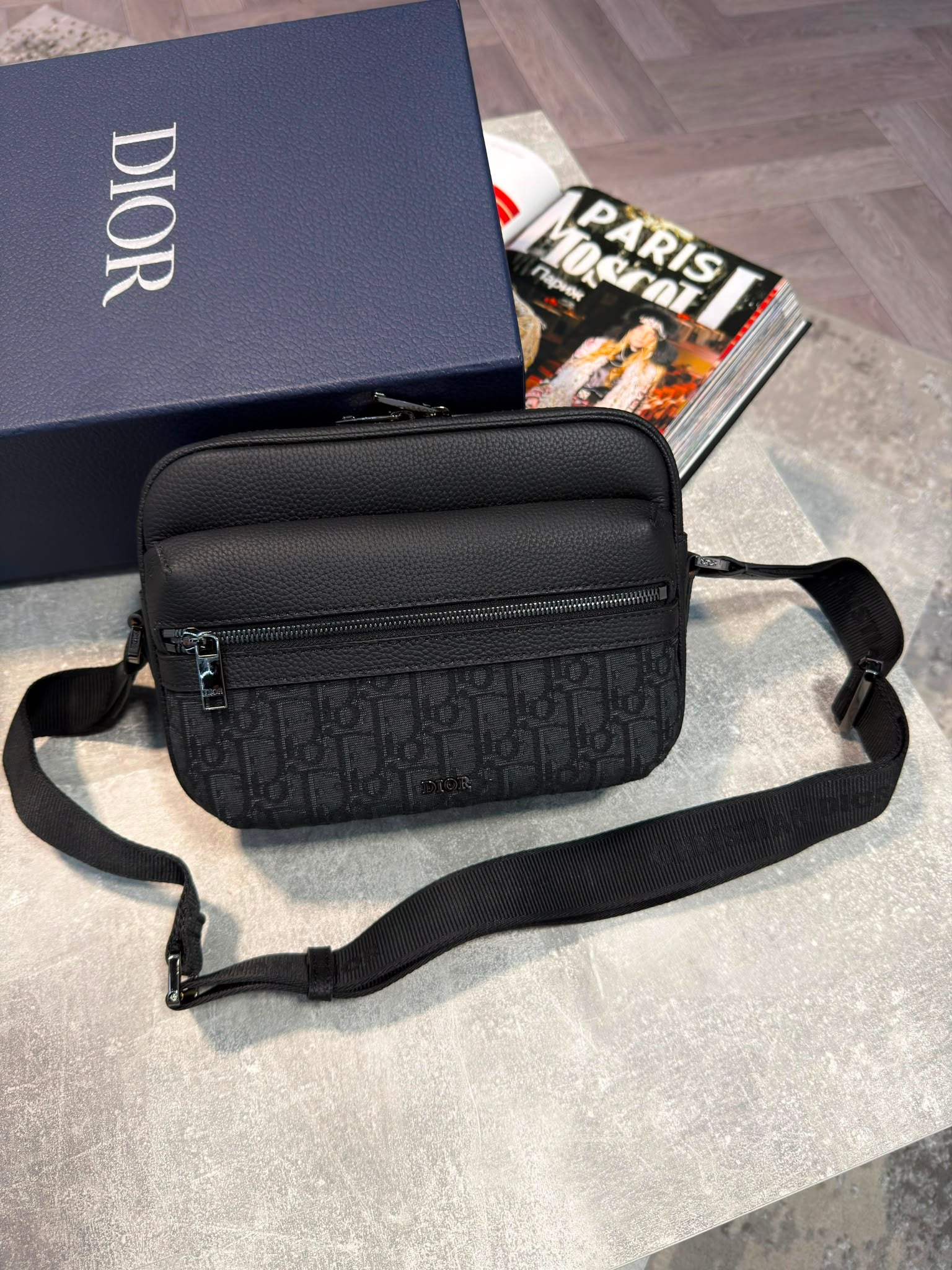 Dior Mens Zipped Messenger Bag Black DIOR