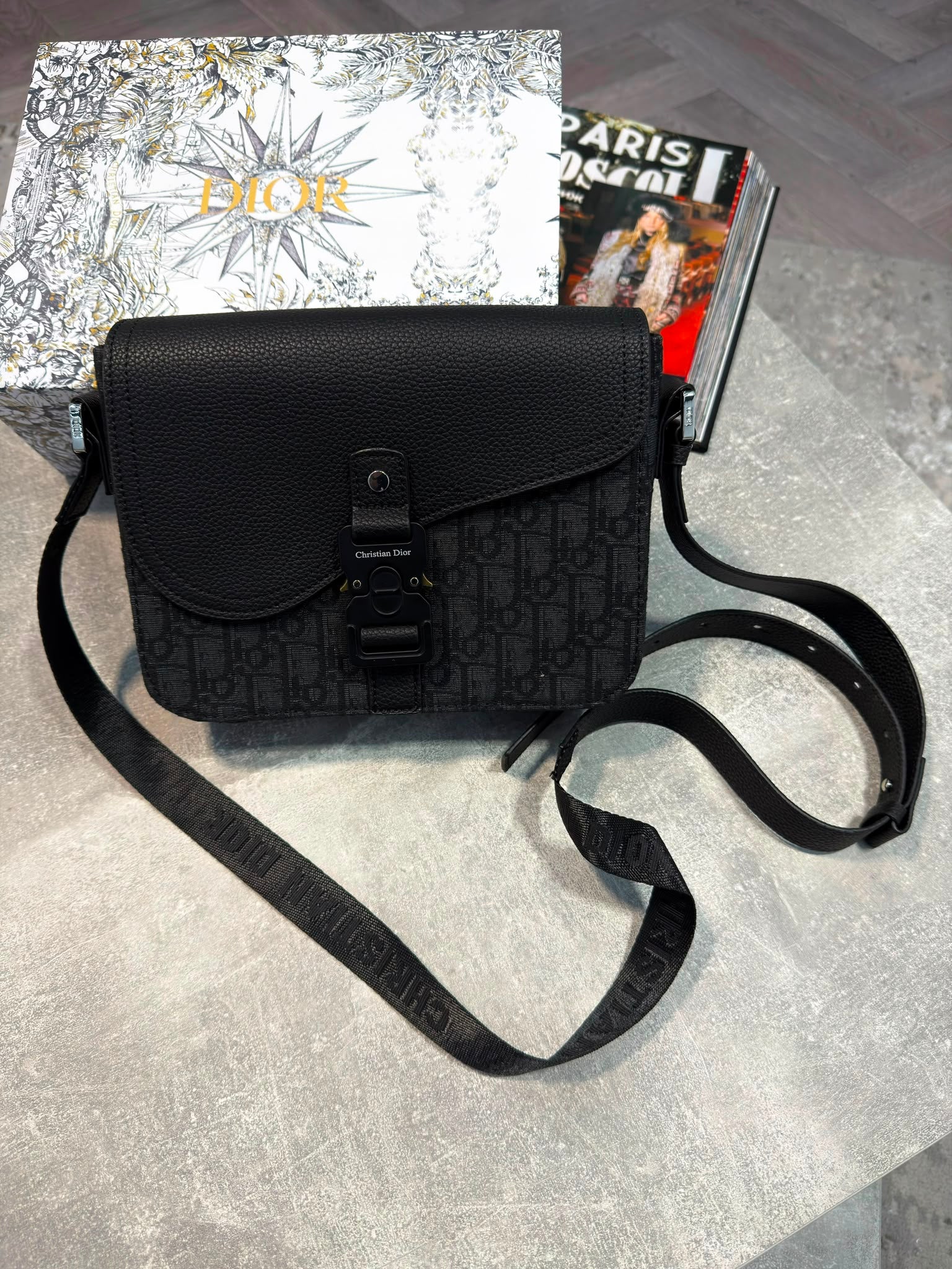 Dior Mens Saddle Bag Black DIOR