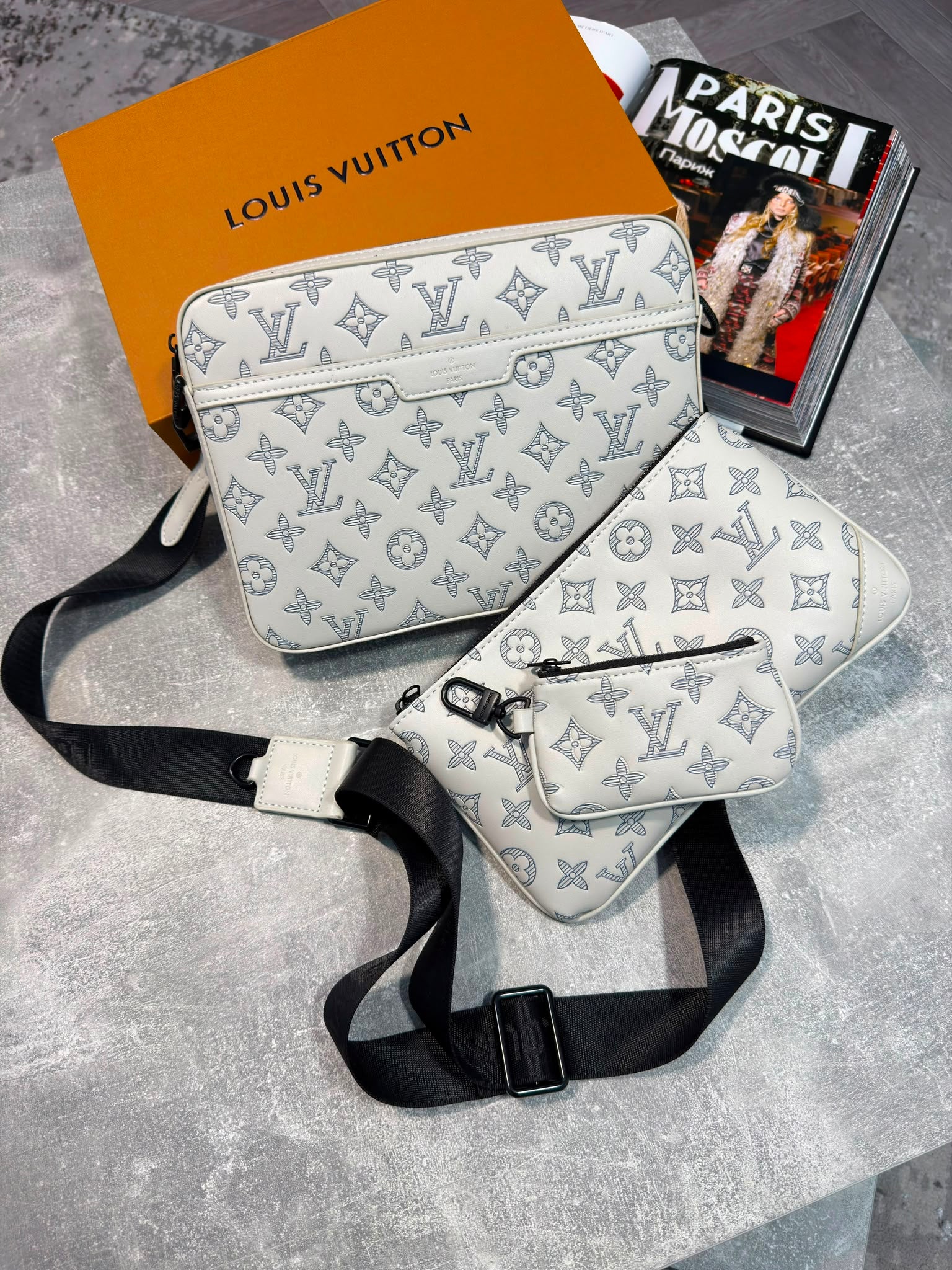 LV Mens Trio Bag White LV