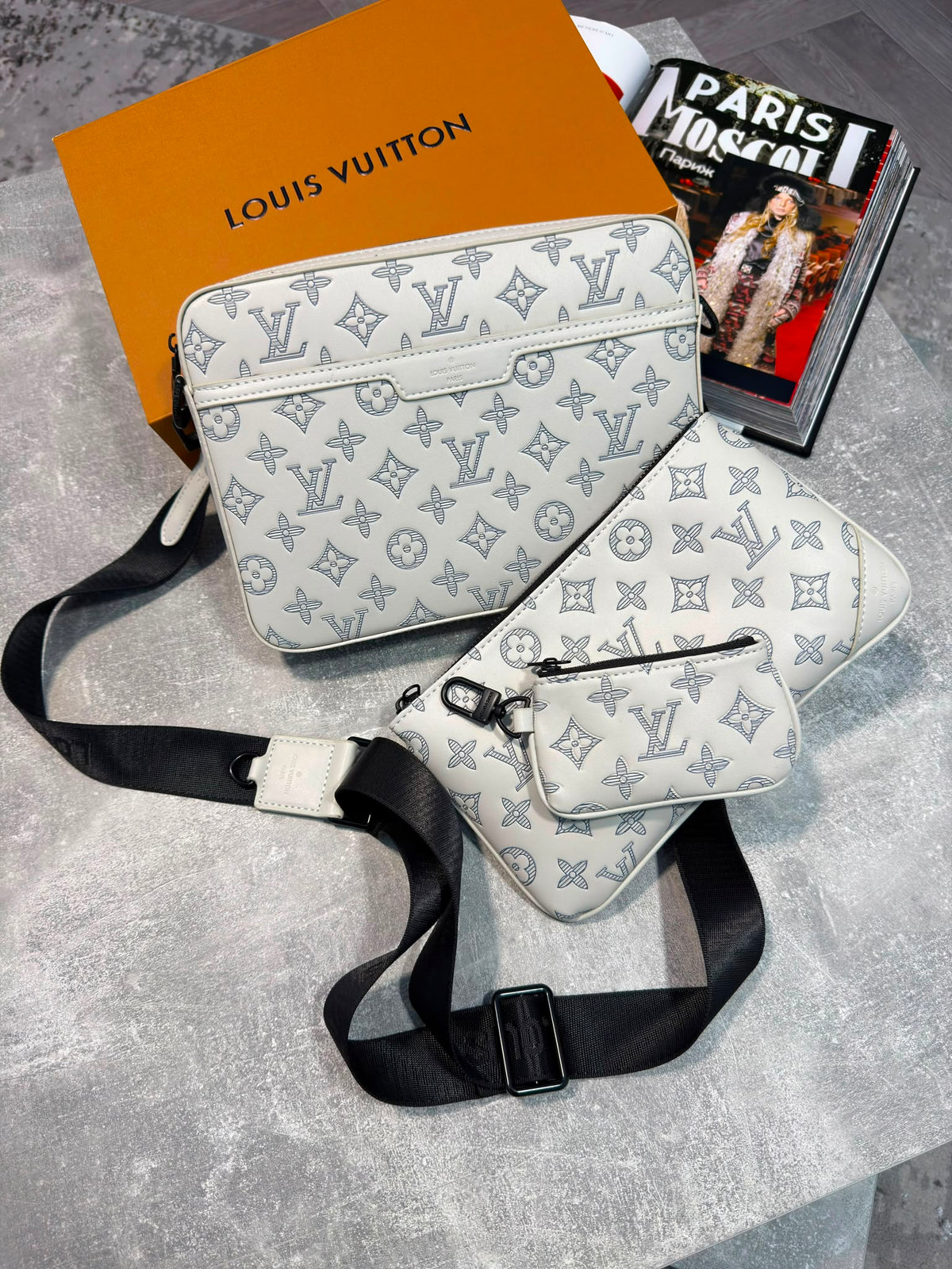 LV Mens Trio Bag White LV