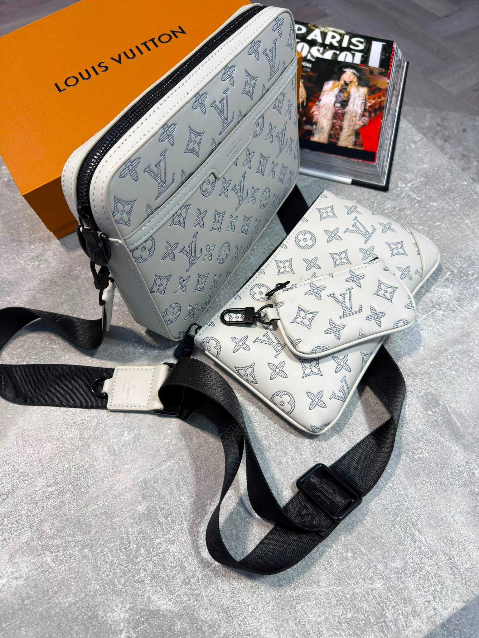 LV Mens Trio Bag White LV