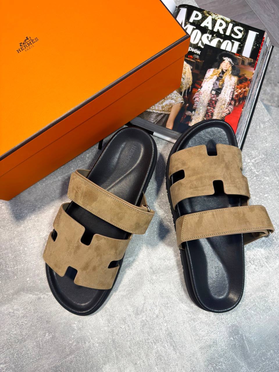 Hermes Sliders Tan Herm