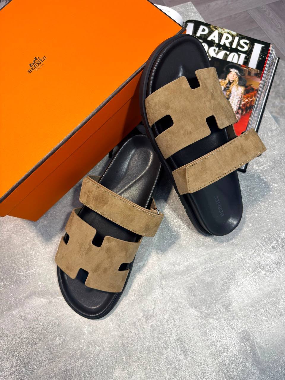 Hermes Sliders Tan Herm