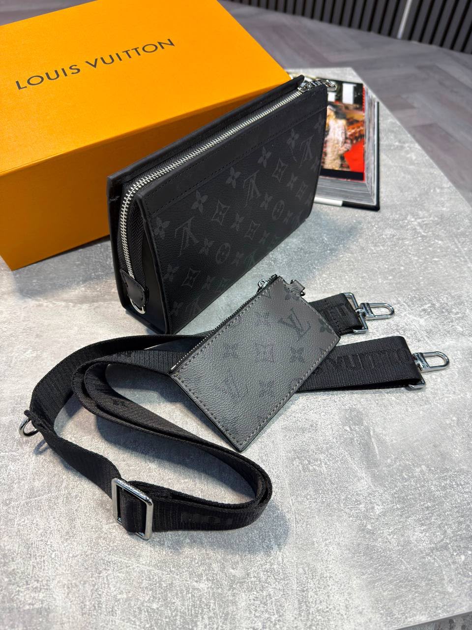 LV Mens Bag Black and Grey LV
