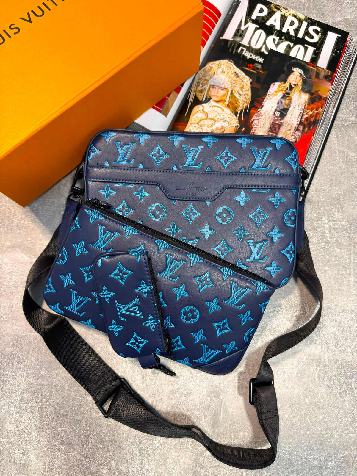LV Mens Trio Bag Blue LV