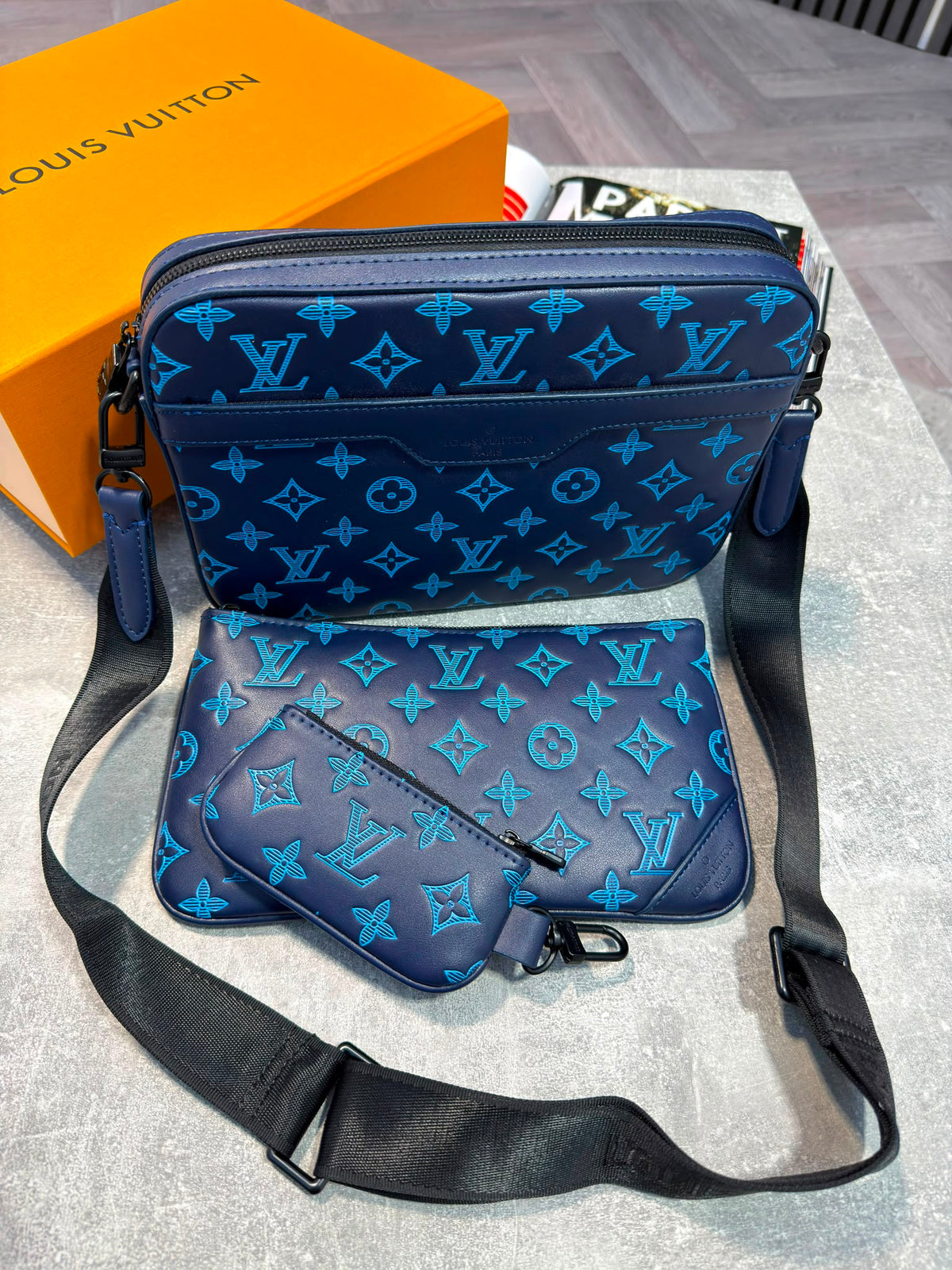 LV Mens Trio Bag Blue LV