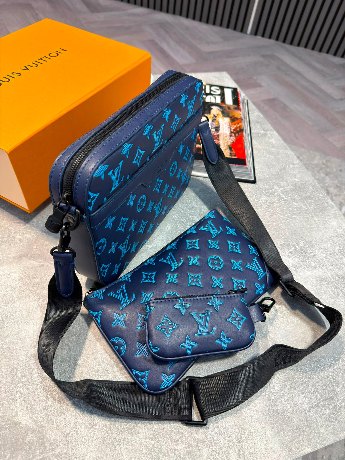 LV Mens Trio Bag Blue LV