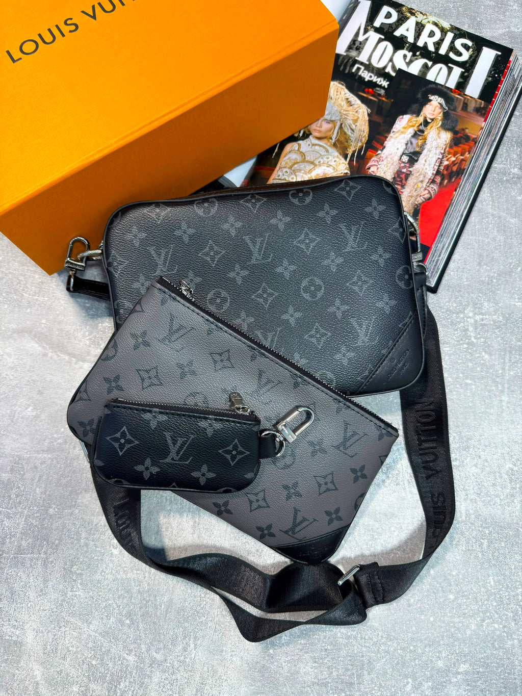 LV Mens Trio Black and Grey LV