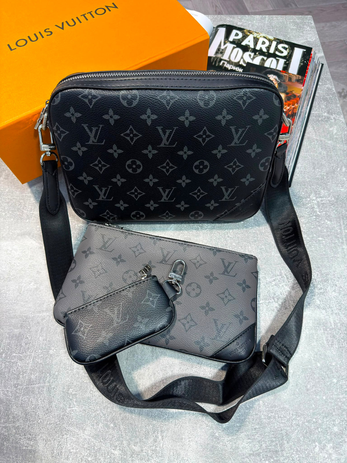LV Mens Trio Black and Grey LV