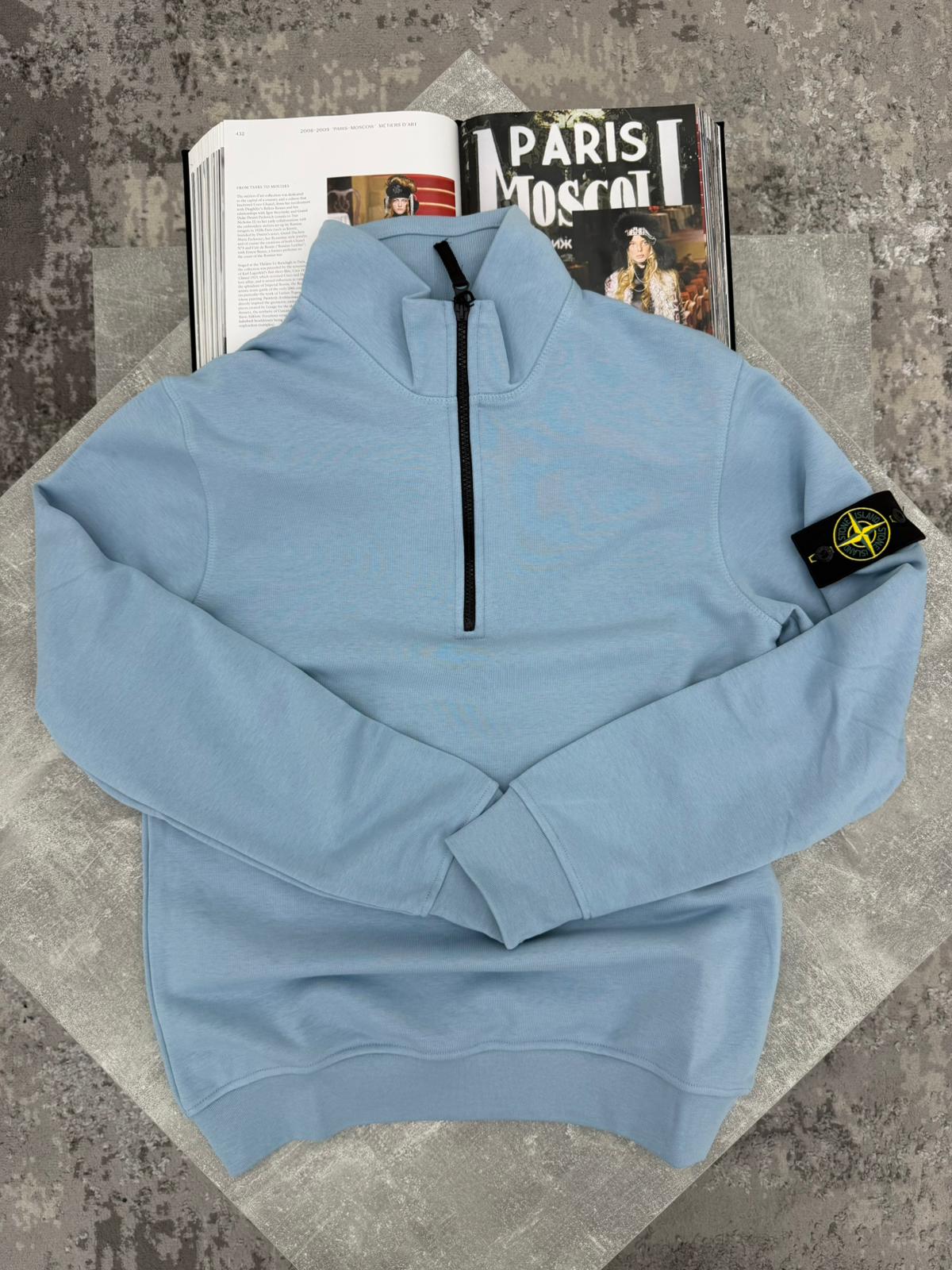 Si 1/4 Zip pale Blue si