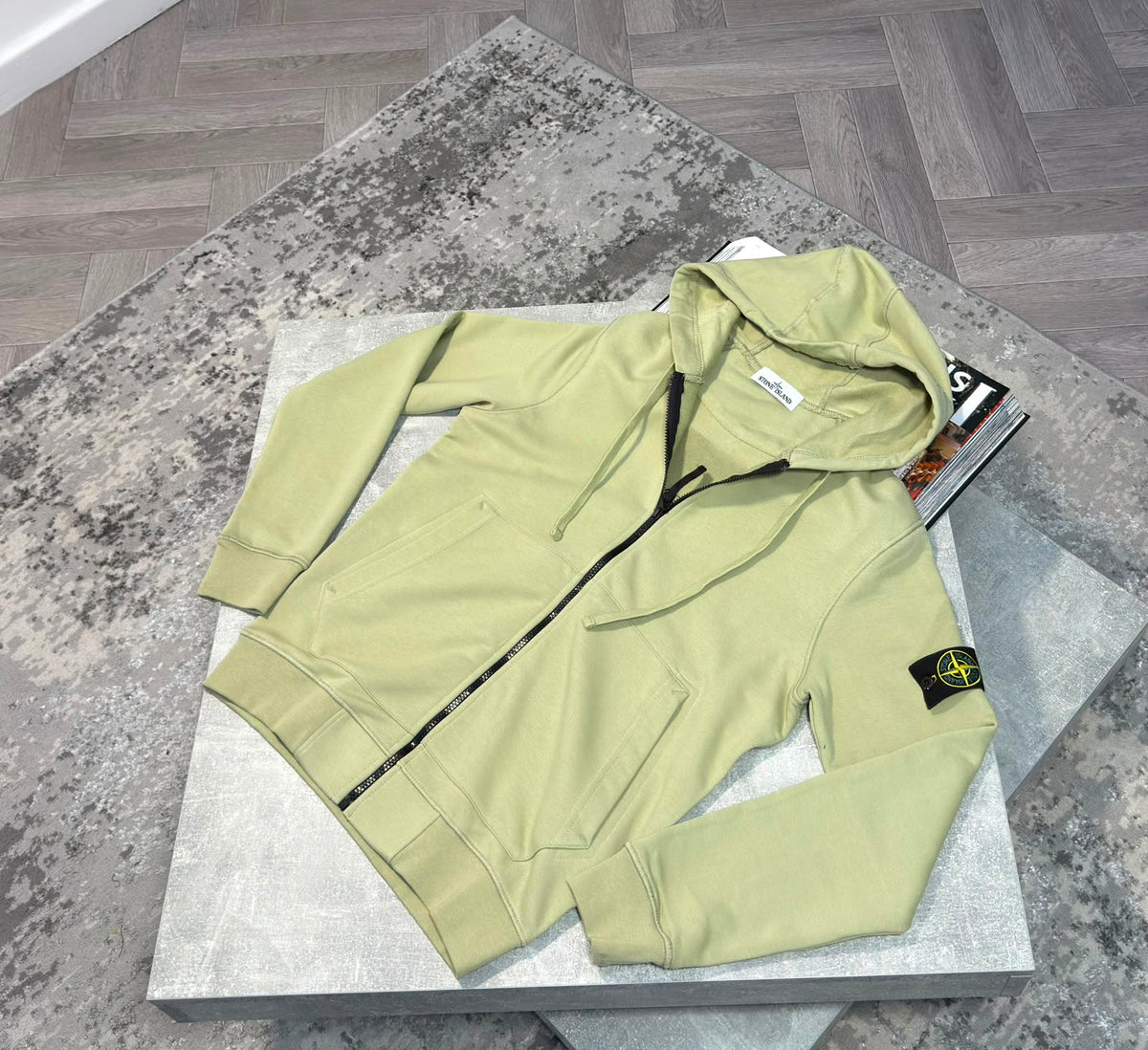 Si zip up hoodie Khaki STONE