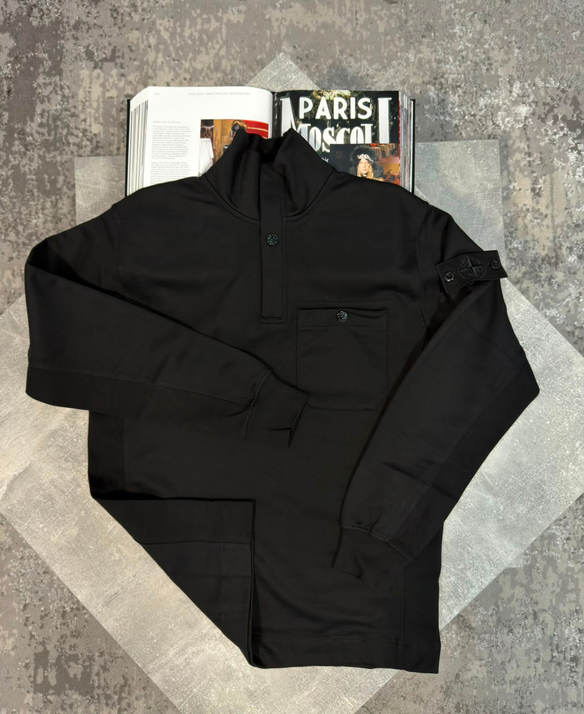Si 1/4 zip Black STONE
