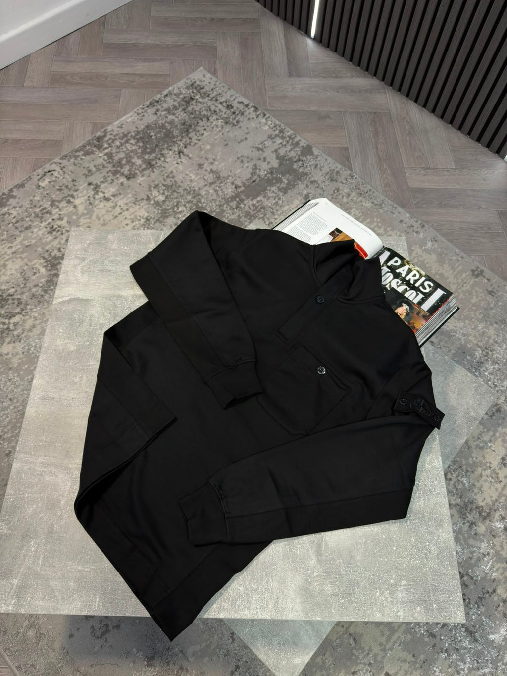 Si 1/4 zip Black STONE