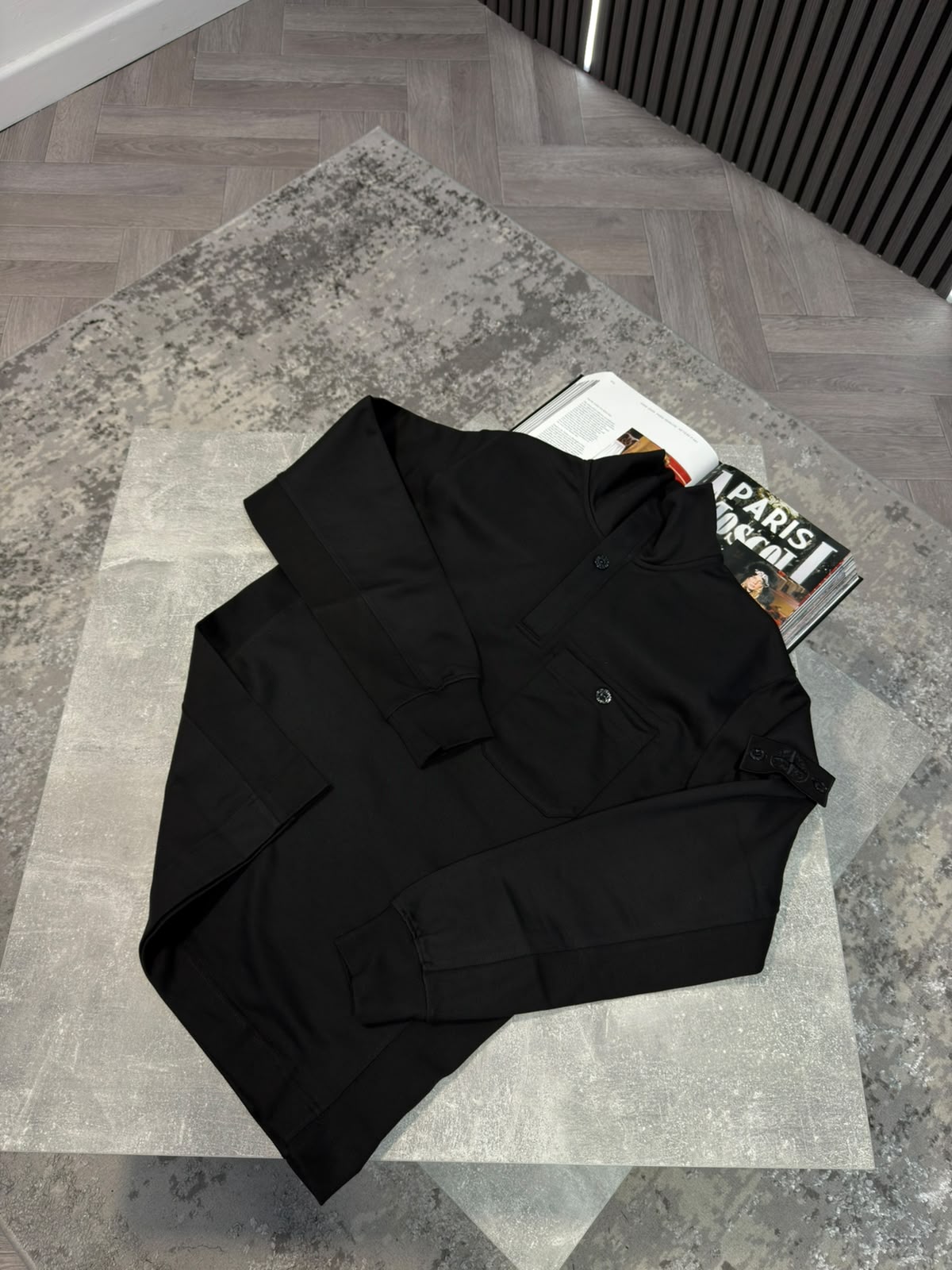 Si 1/4 zip Black STONE