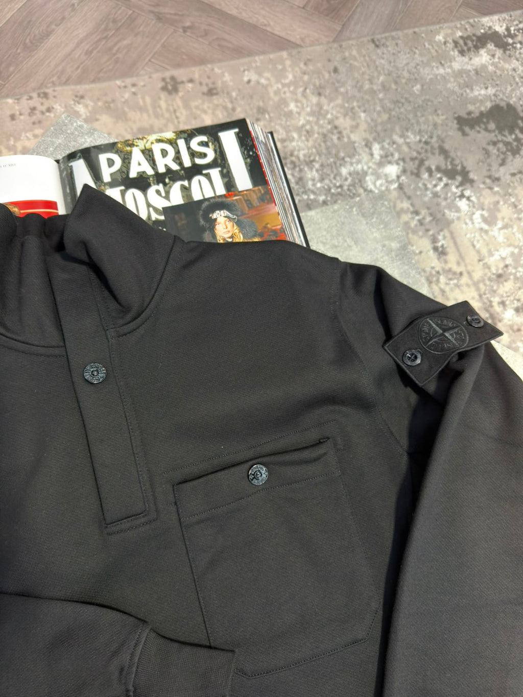 Si 1/4 zip Dark Grey STONE