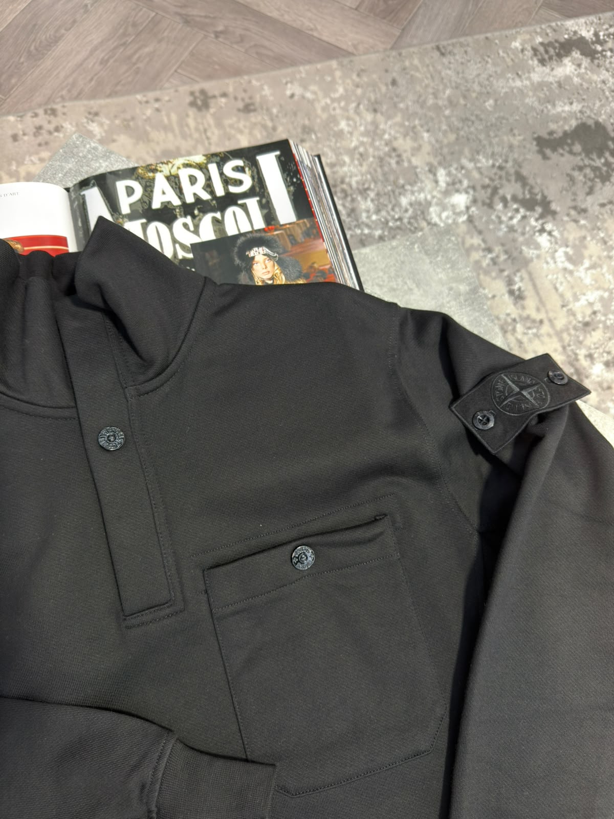 Si 1/4 zip Dark Grey STONE