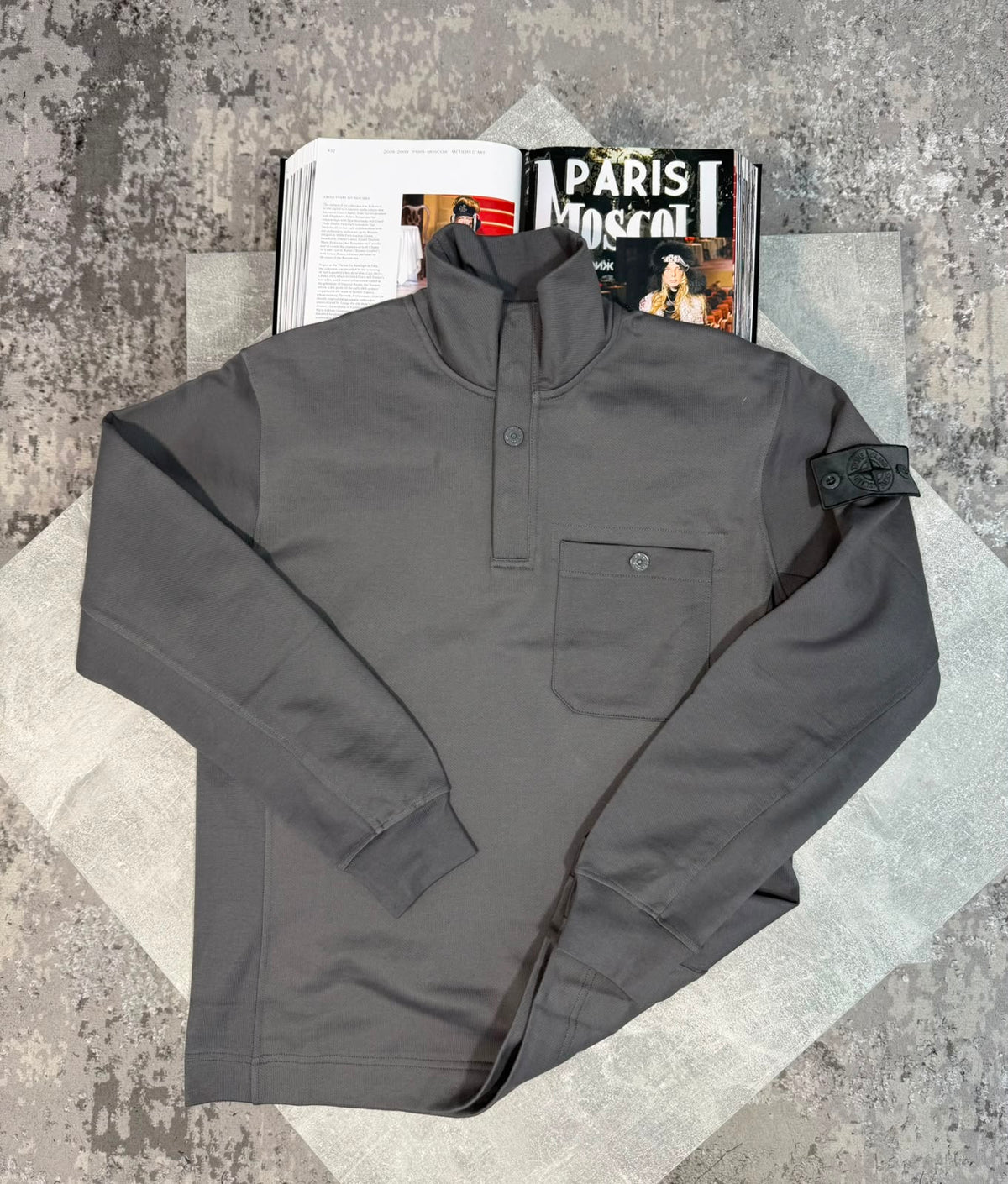 Si 1/4 zip Dark Grey STONE