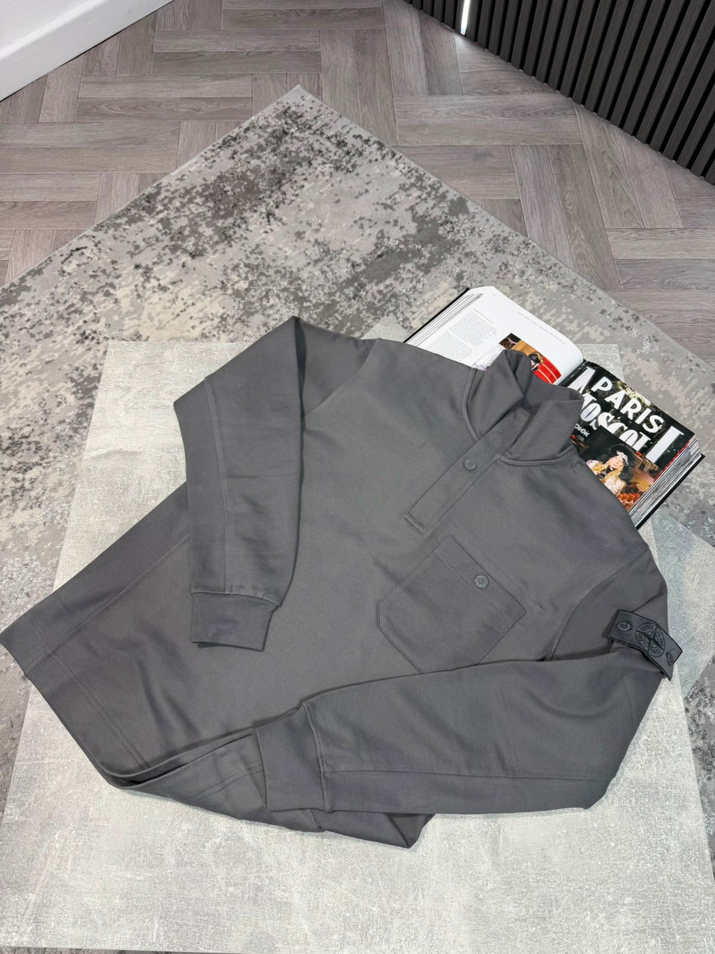 Si 1/4 zip Dark Grey STONE