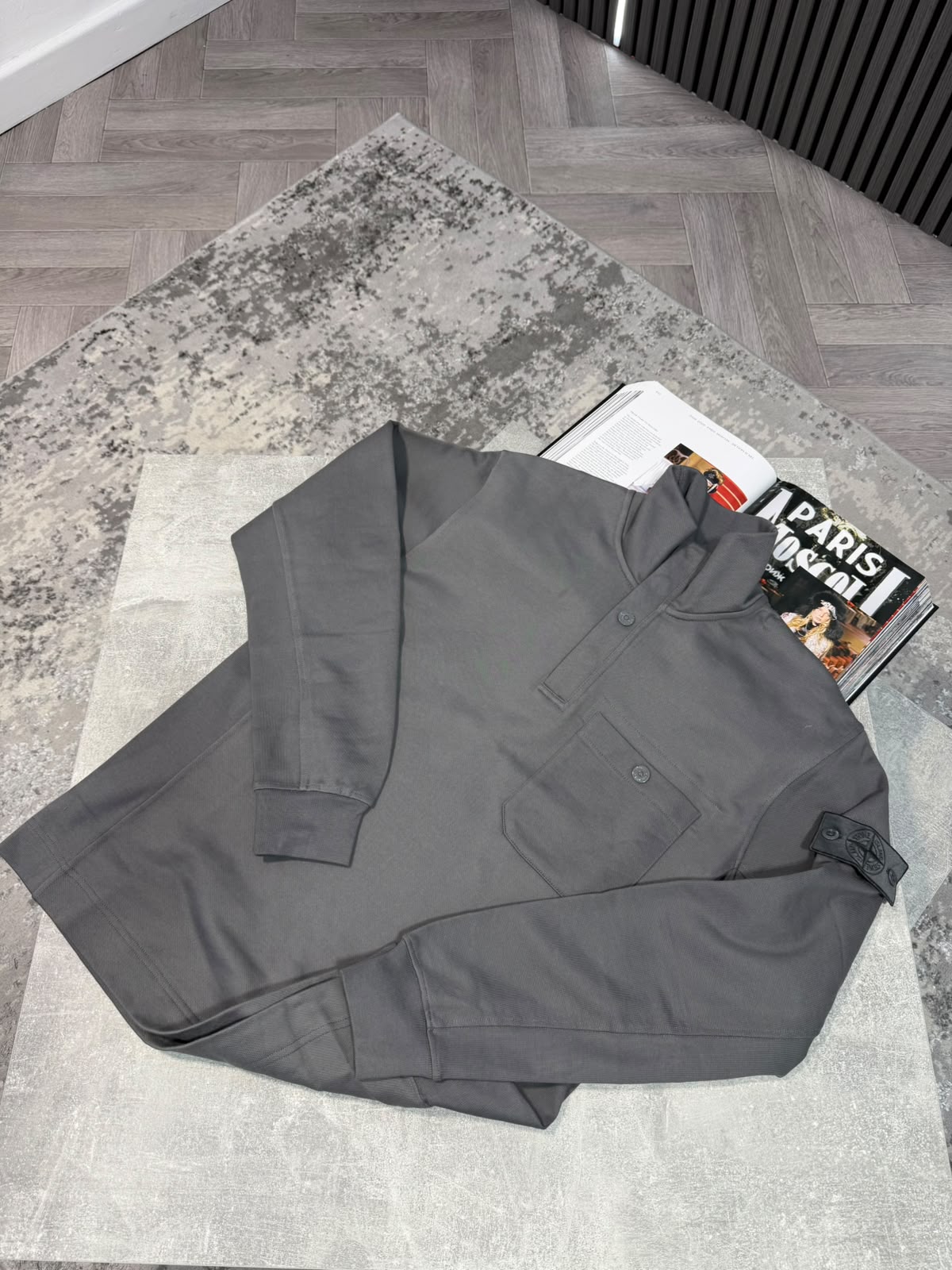 Si 1/4 zip Dark Grey STONE