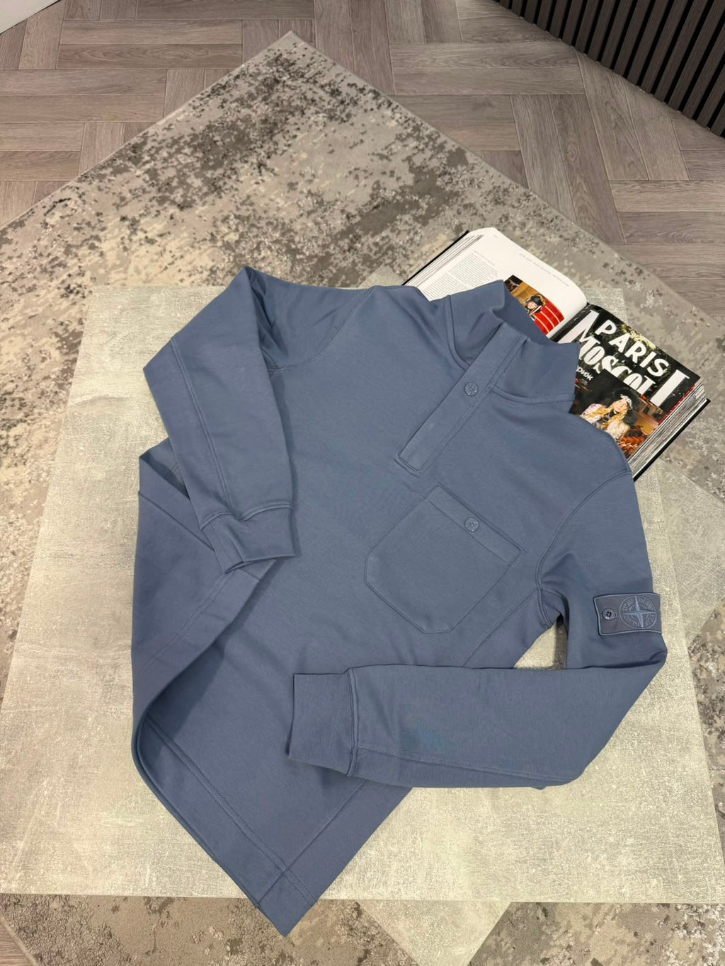 Si 1/4 zip Pale Blue STONE