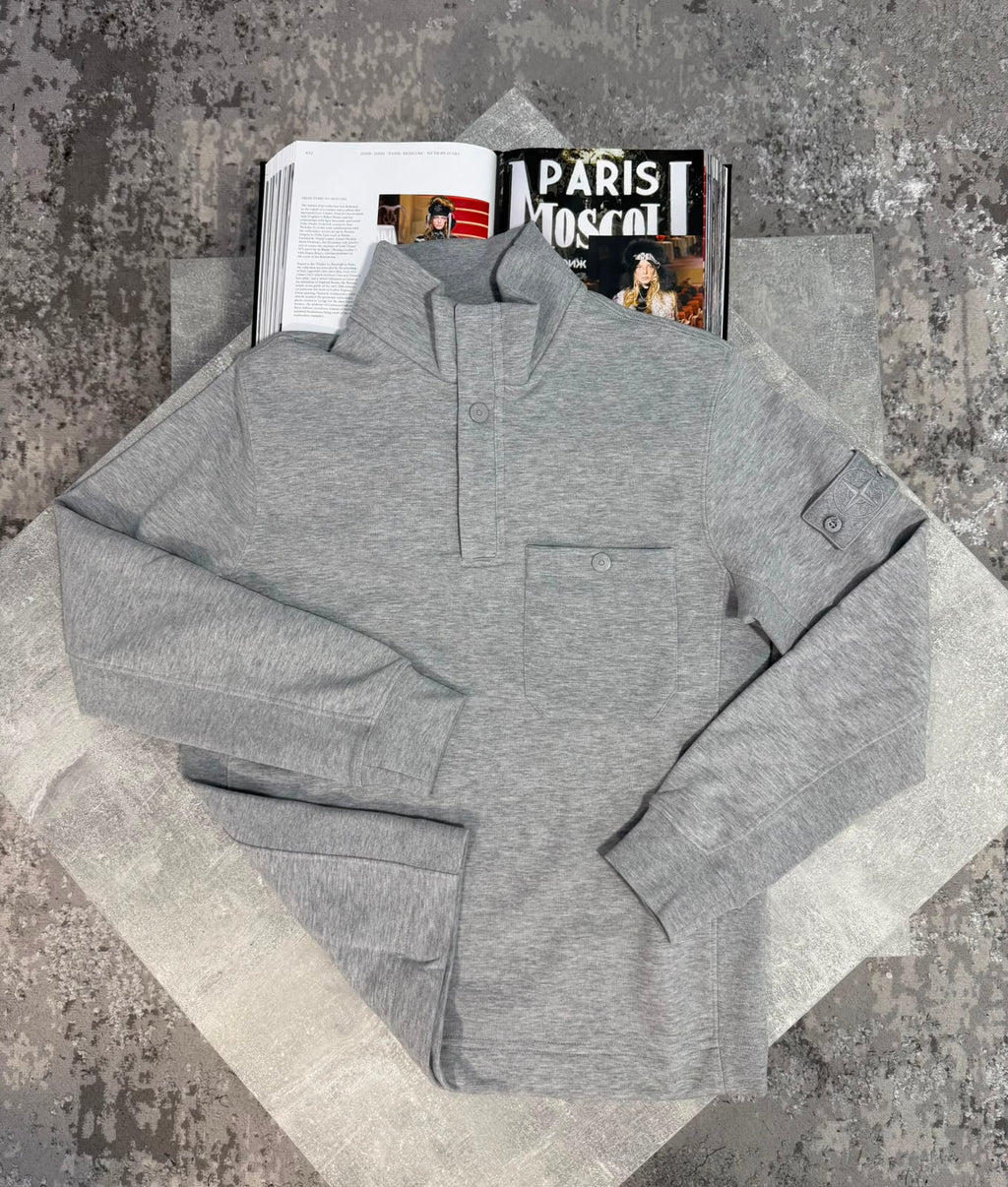 Si 1/4 zip Light Grey STONE