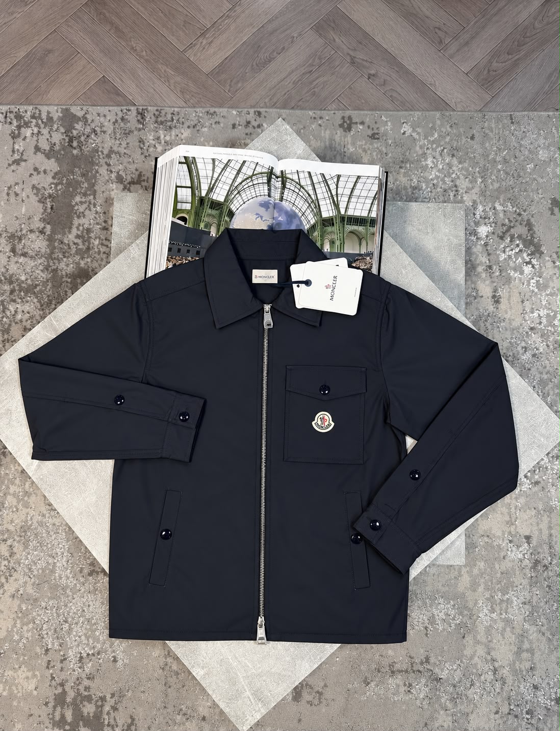 Mnclr Zip Up shirt Navy CLER