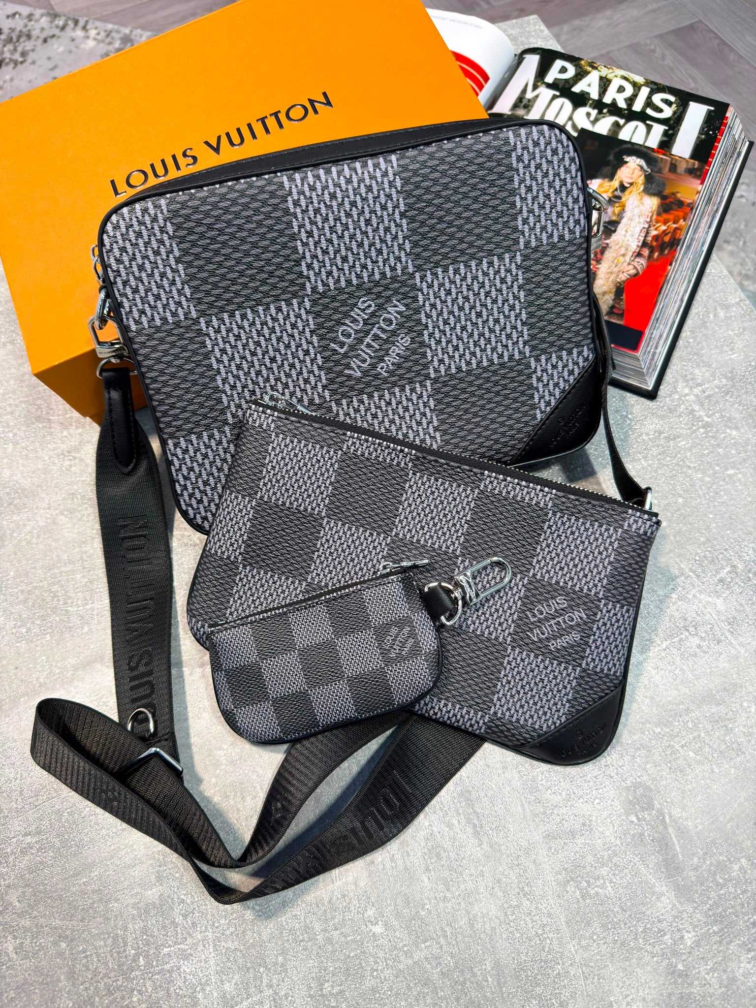 LV Mens Trio Bag Grey LV