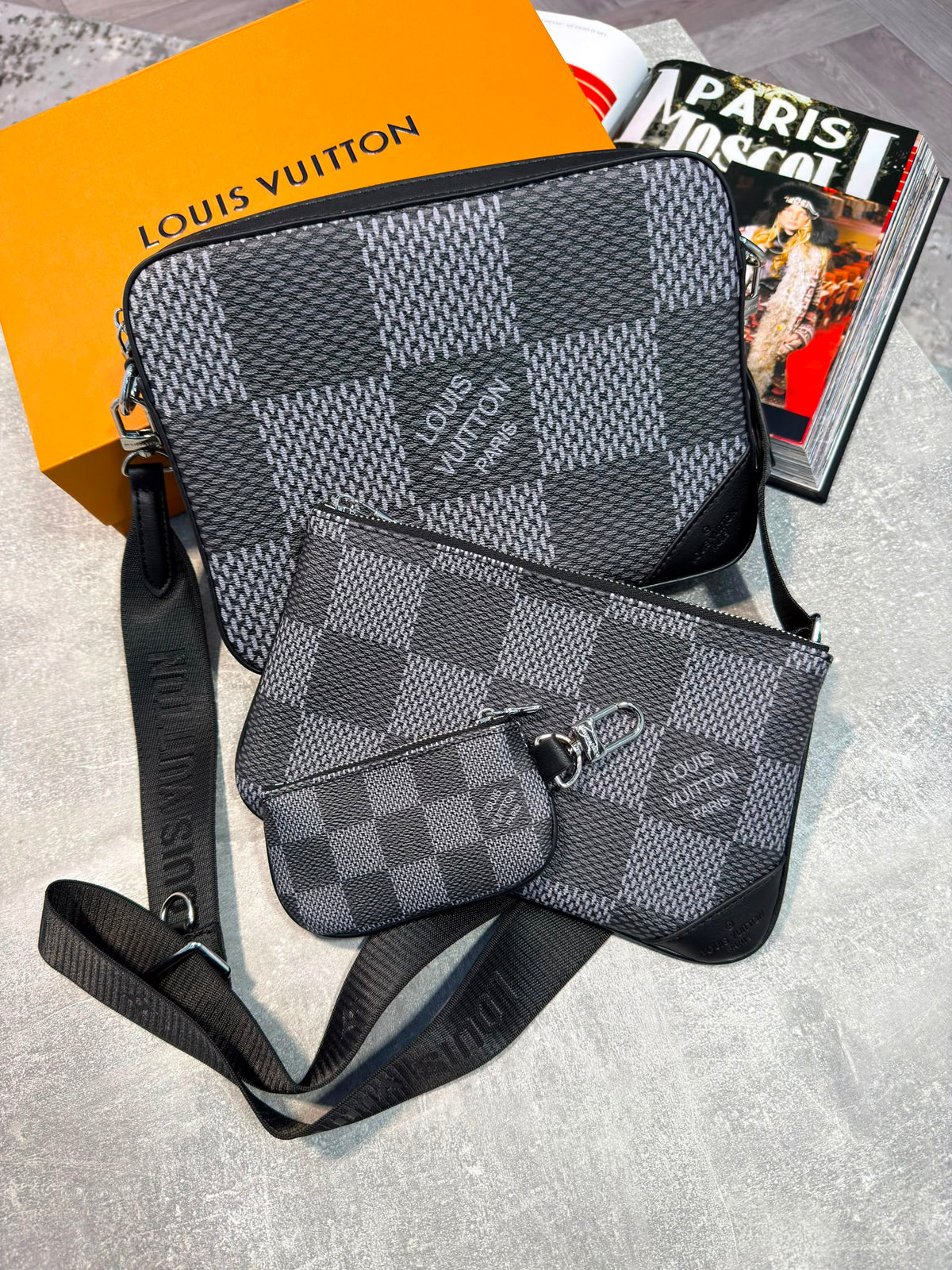 LV Mens Trio Bag Grey LV
