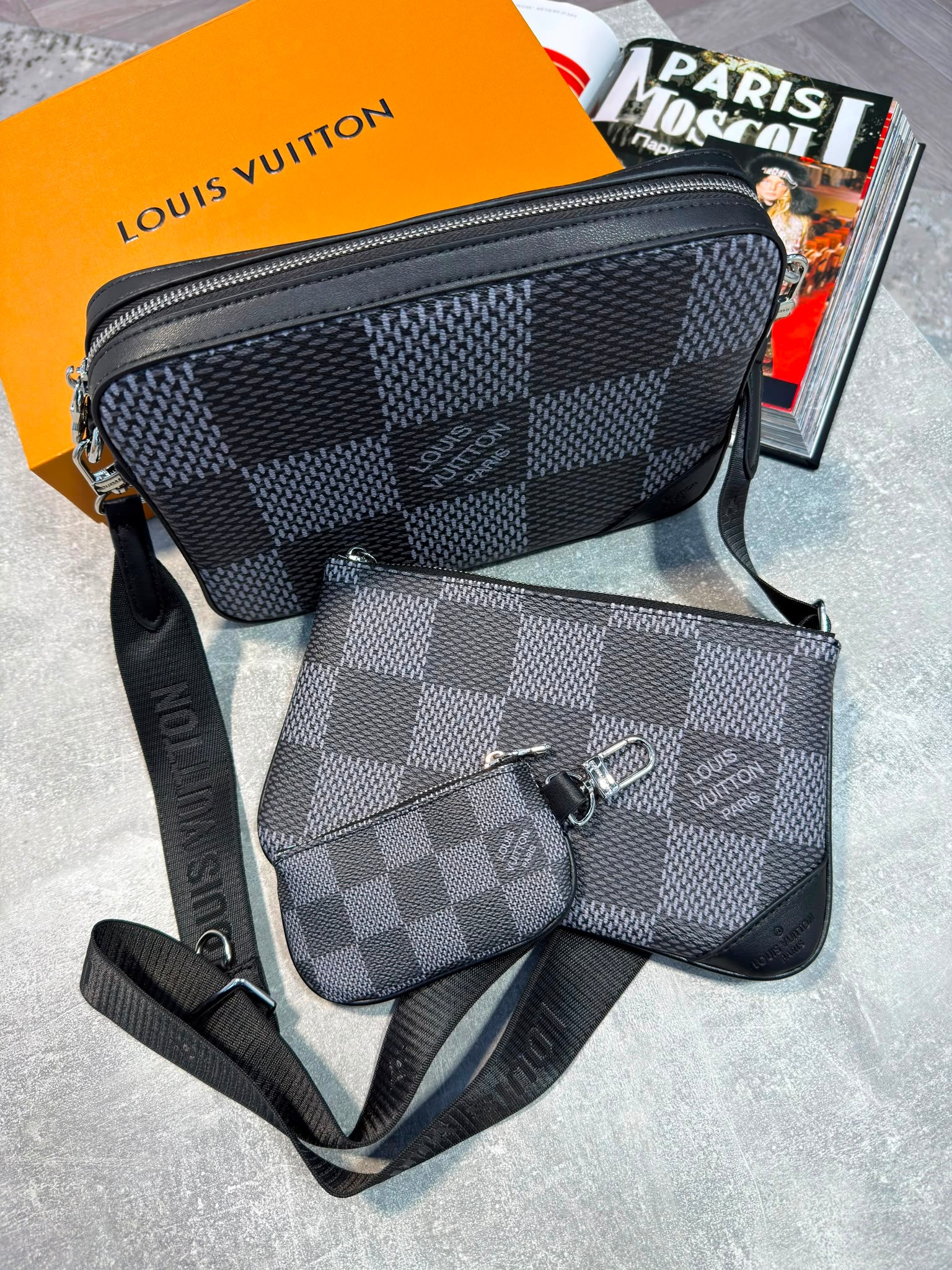 LV Mens Trio Bag Grey LV