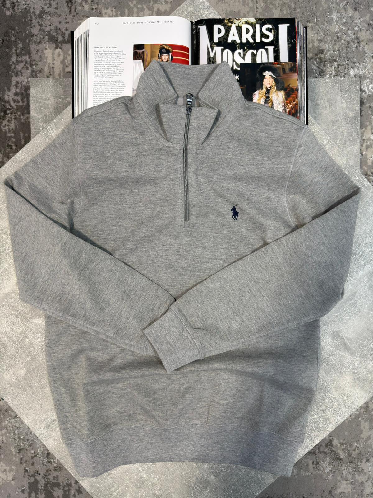 RL 1/4 Zip Light Grey Ralph
