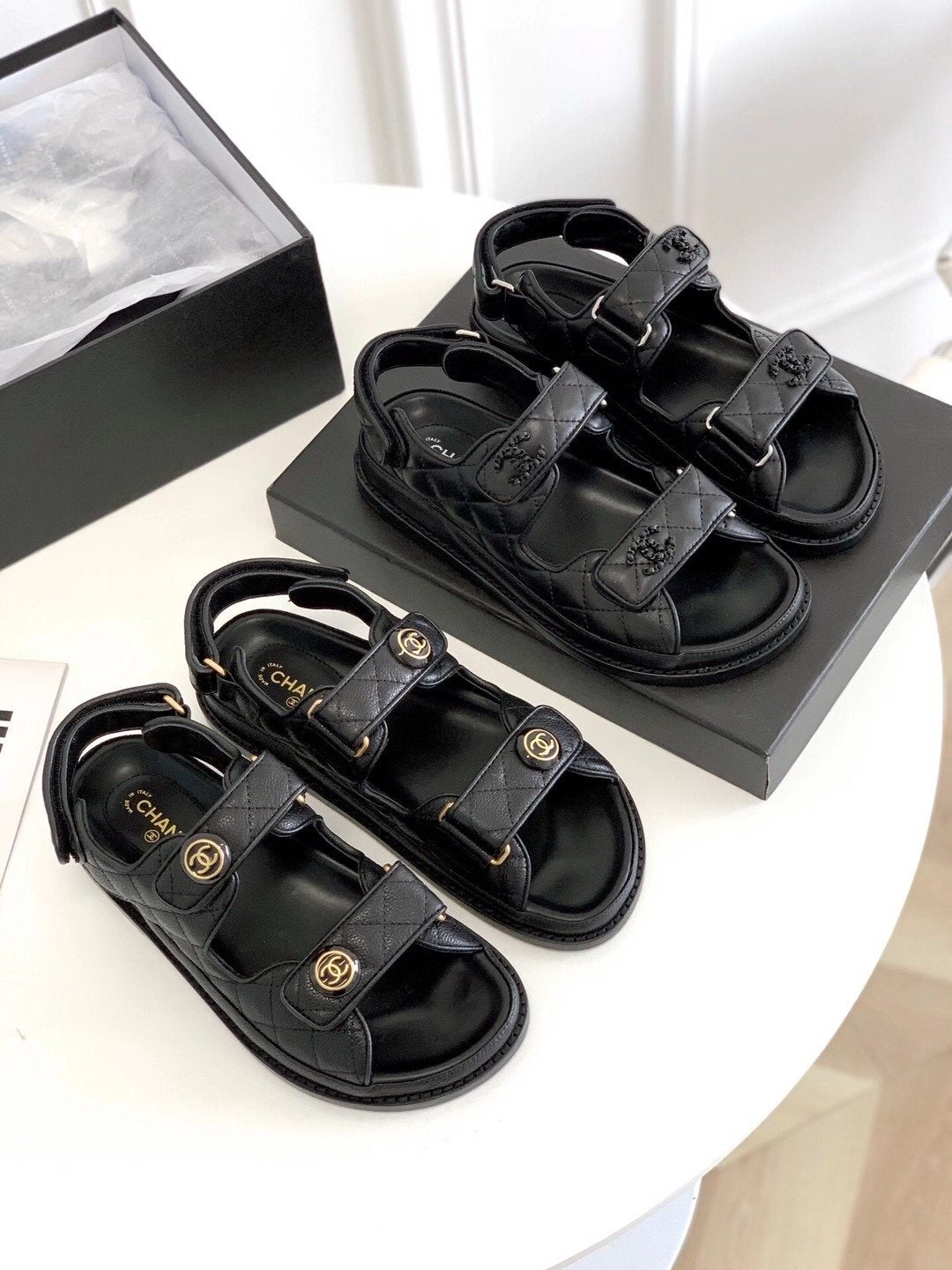 BLACK CHNL CHUNKY SANDAL image 1