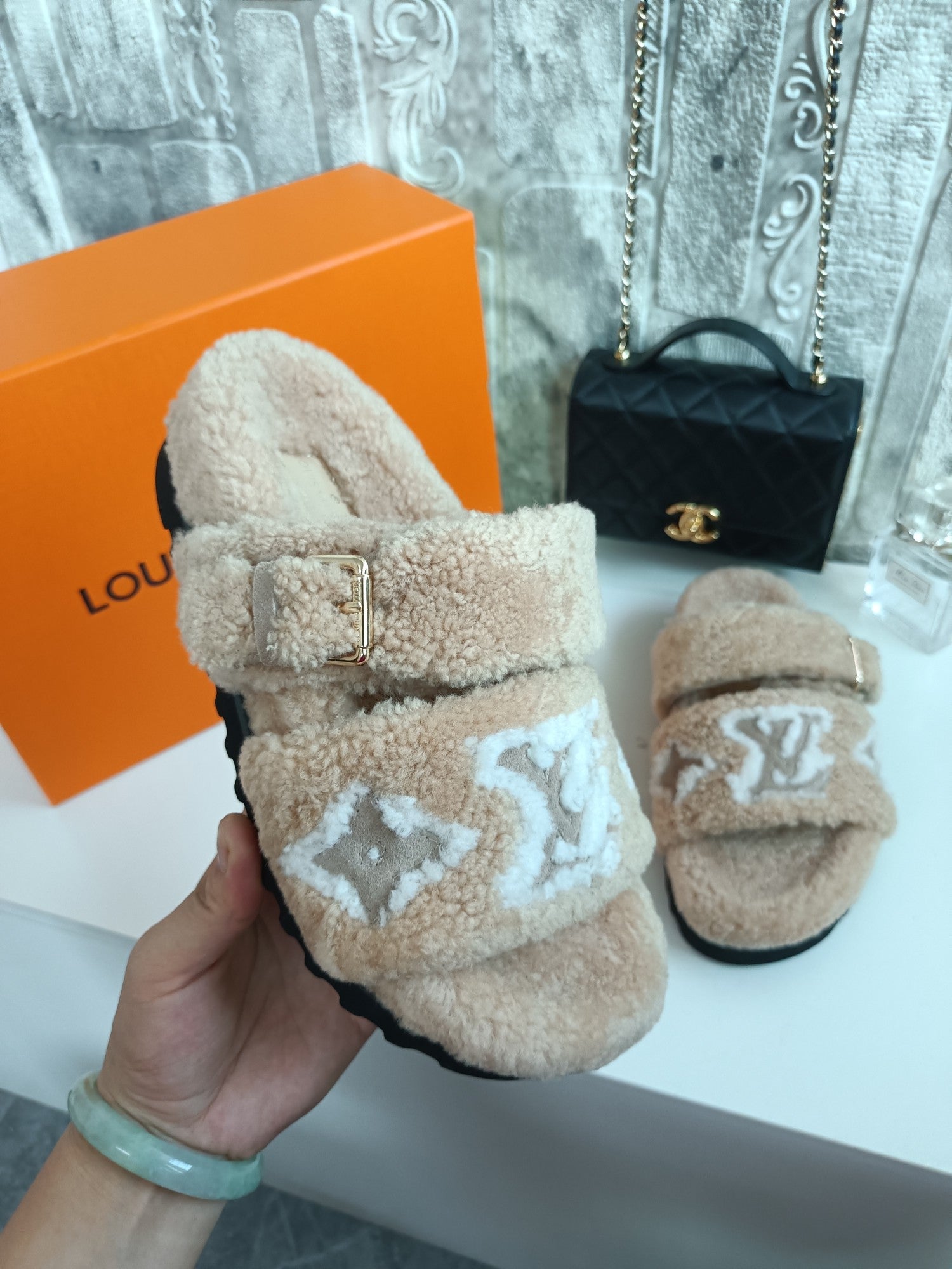 FLUFFY MONOGRAM SANDAL image 1