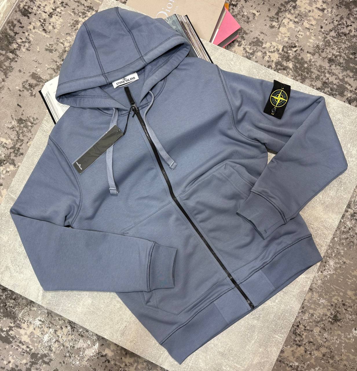 Stone Zip Ups Hoodie Light Blue image 0